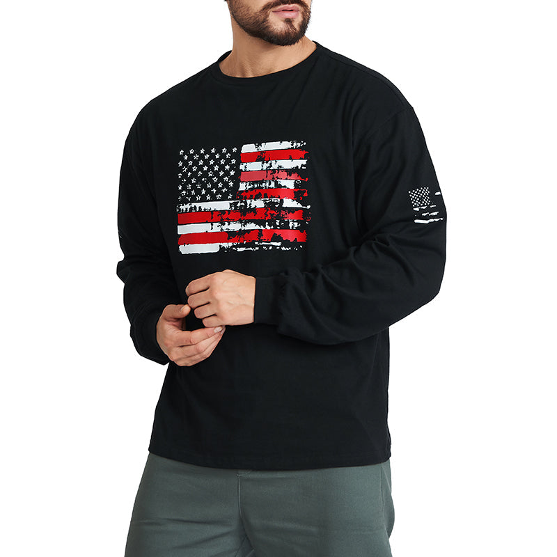 Men's American Flag Graphic Long Sleeve T-Shirt