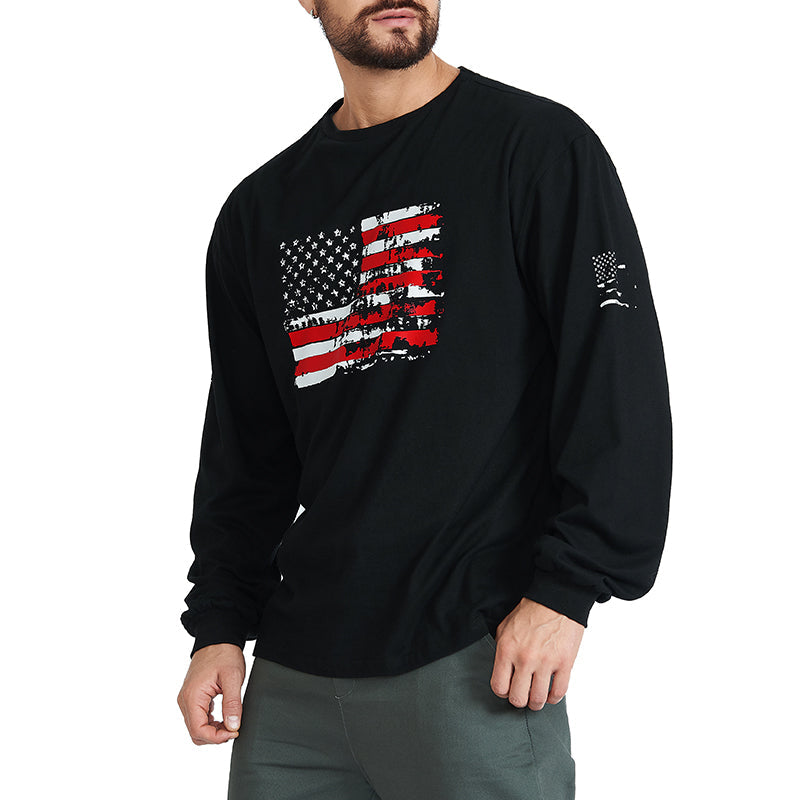 Men's American Flag Graphic Long Sleeve T-Shirt