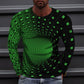 Men's 3D Abstract Print T-Shirt Green M