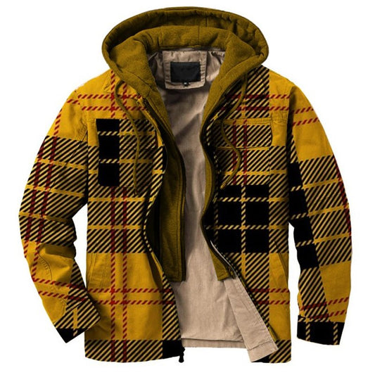 Men's plaid pattern casual fake two-piece long-sleeved jacket