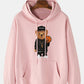 Mens 100% Cotton Cartoon Bear Print Kangaroo Pocket Hoodies