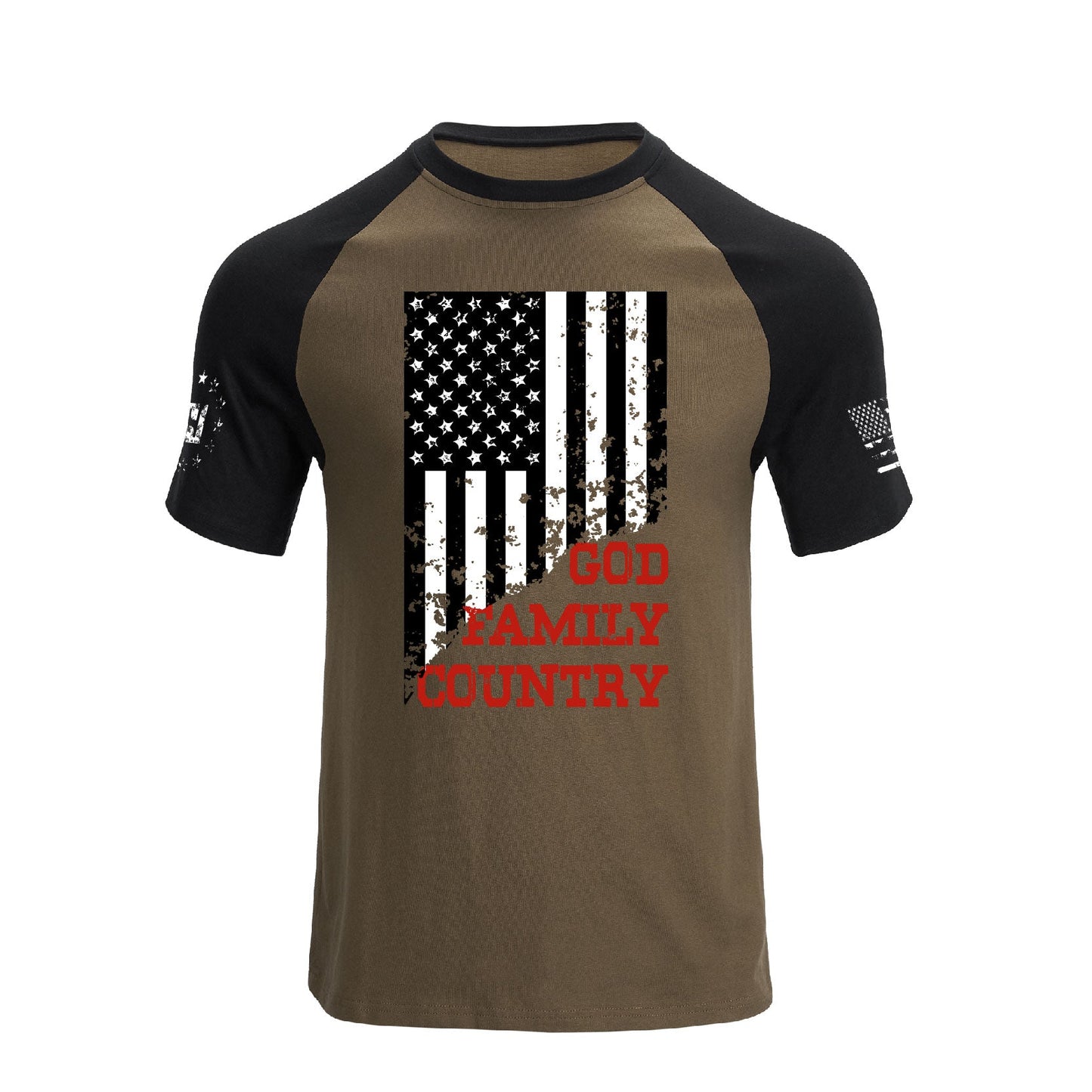 Men's 100% Cotton American Flag GFC Raglan Sleeve Short-sleeve Graphic T-shirts