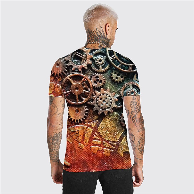 Men's Unisex T shirt 3D Print Graphic Prints Machine Crew Neck Street  Orange M