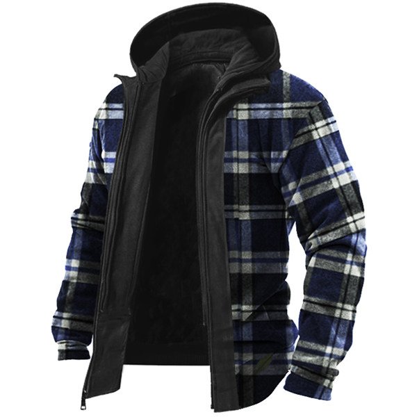 Men's Outdoor Warm Fleece Tactics Plaid Jacket