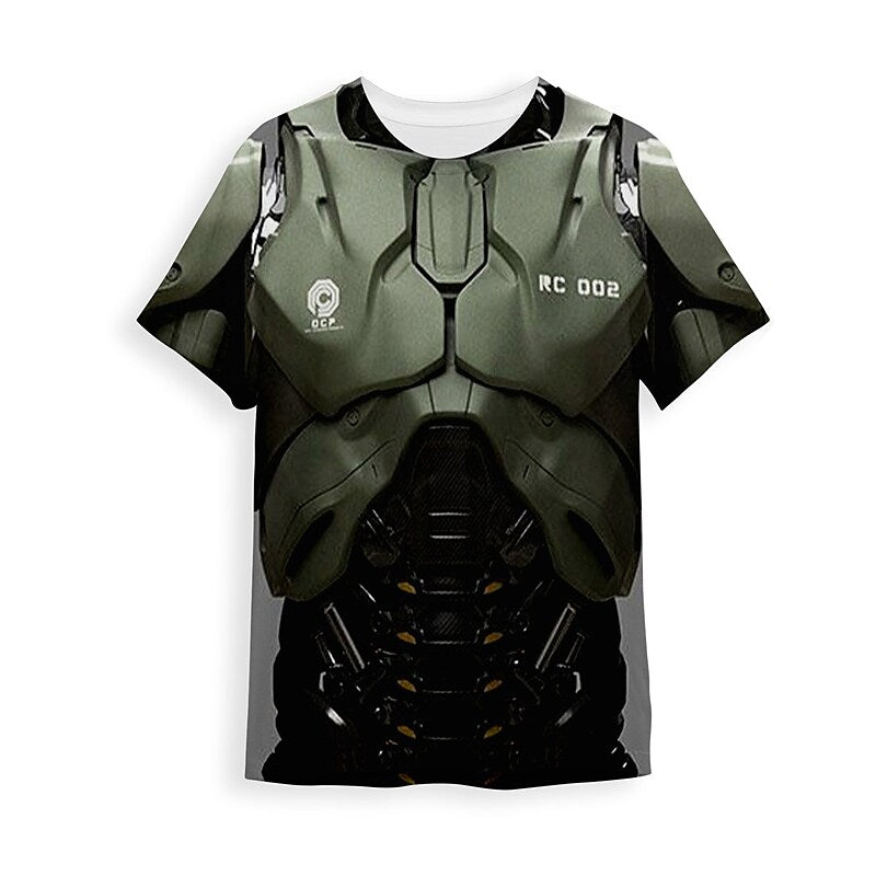 Men's T shirt 3D Print Graphic Crew Neck Armor Daily Sports Print Shor