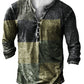 Men's Vintage Casual Henley Collar Long Sleeve T-Shirt 1 XL