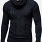 Mens Turtleneck Cable Warm Long Sleeve Knitted Sweaters