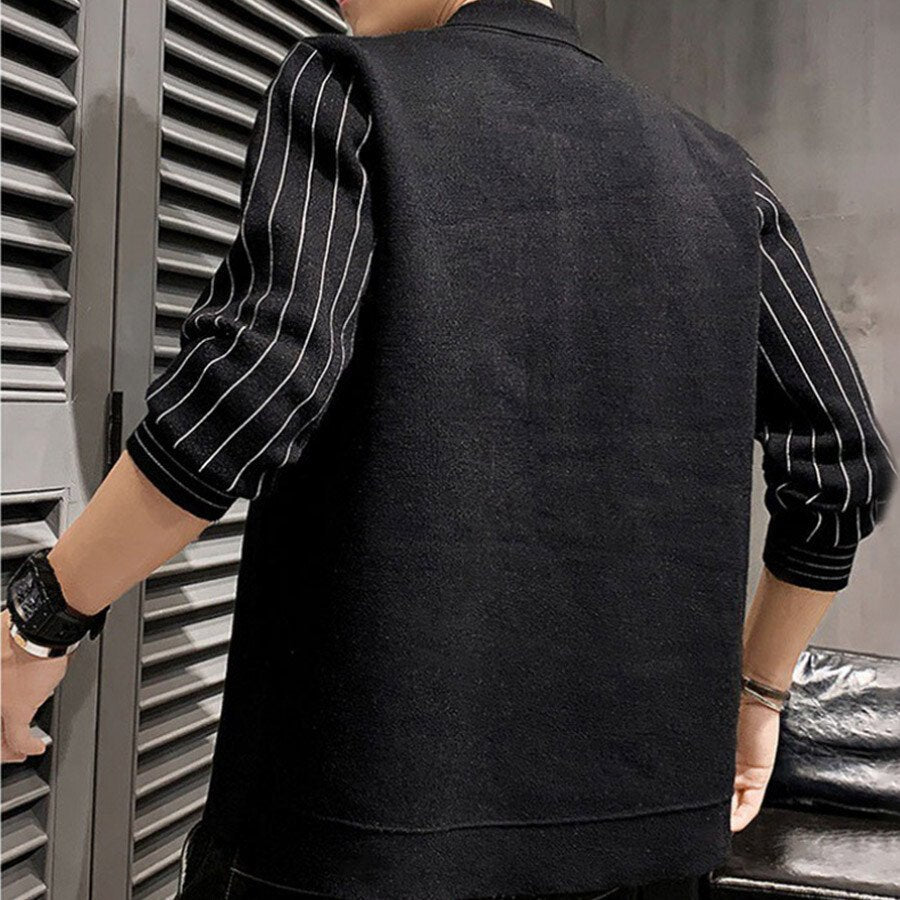 Men&#039;s Casual Knitted Cardigan Top Black L