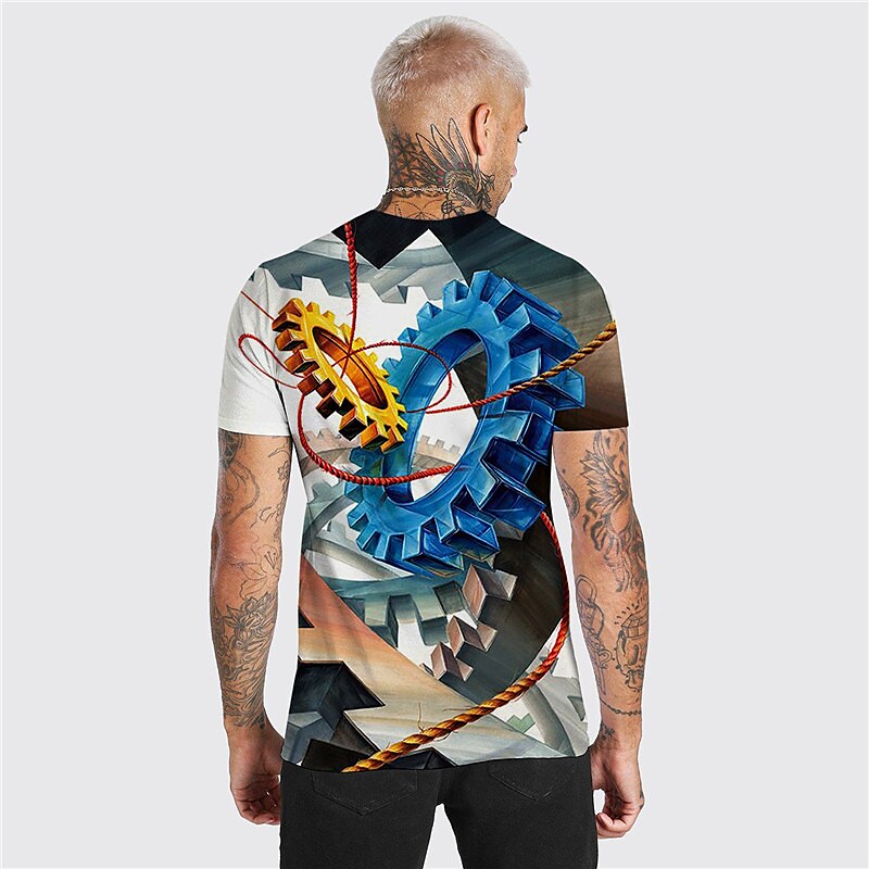 Men's Unisex T shirt 3D Print Graphic Prints Machine Crew Neck Street  Blue XXXL