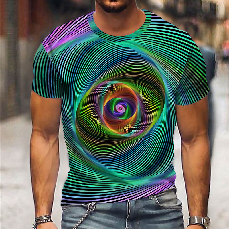 Men's 3D Abstract Print T-Shirt Green S