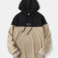 Mens Script Embroidered Two Tone Patchwork Hoodie Preppy Two Pieces Outfits