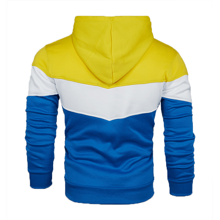 Men's loose color matching casual sports hooded sweatshirt