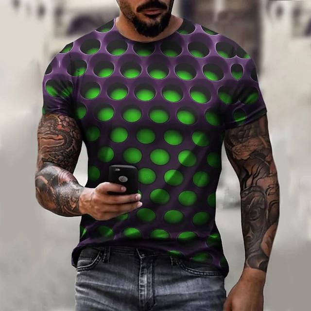 New Men's T shirt 3D Print Graphic Optical Illusion Plus Size Short Sleeve Casual Tops