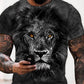 Men's Unisex T shirt 3D Print Graphic Prints Lion Crew Neck Daily Holiday Print Short Sleeve Tops Casual Designer Big and Tall Gray / Summer