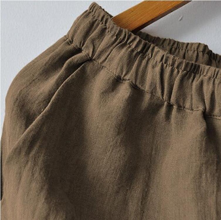 Men's Cotton Linen Casual Short Pants Loose Breathable Shorts