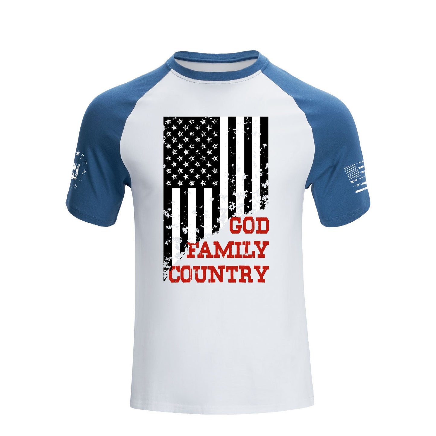 Men's 100% Cotton American Flag GFC Raglan Sleeve Short-sleeve Graphic T-shirts