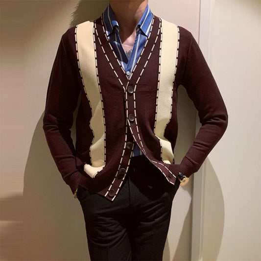 Men&#039;s Casual Knitted Cardigan Top As shown M