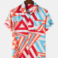 Mens Triangle All Over Print Lapel Street Short Sleeve Shirts