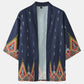 Mens Ethnic Style Geo Print Open Front Kimono Cropped Two Pieces Outfits