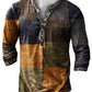 Men's Vintage Casual Henley Collar Long Sleeve T-Shirt 1 XXL