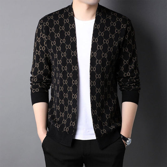 Men&#039;s Casual Knitted Cardigan Top Black M