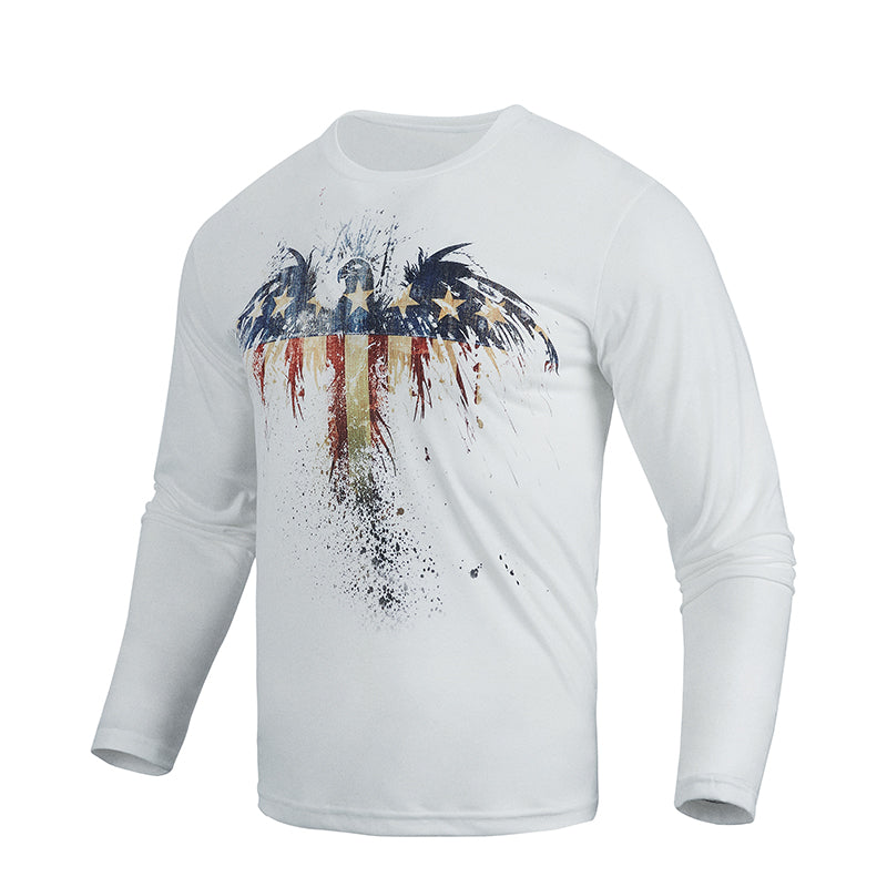 Men's Patriotic American Flag Graphic Long Sleeve T-shirts