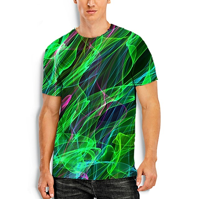 Men's 3D Abstract Print T-Shirt Purple L