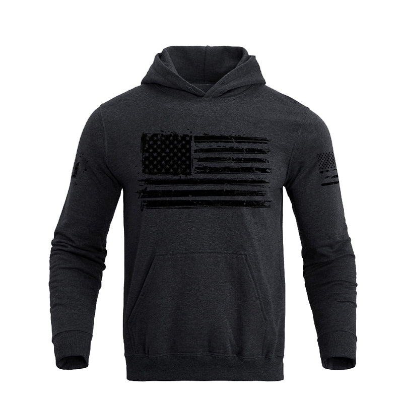 Men's 100% Cotton Regular Fit Retro American Flag Graphic Hoodie