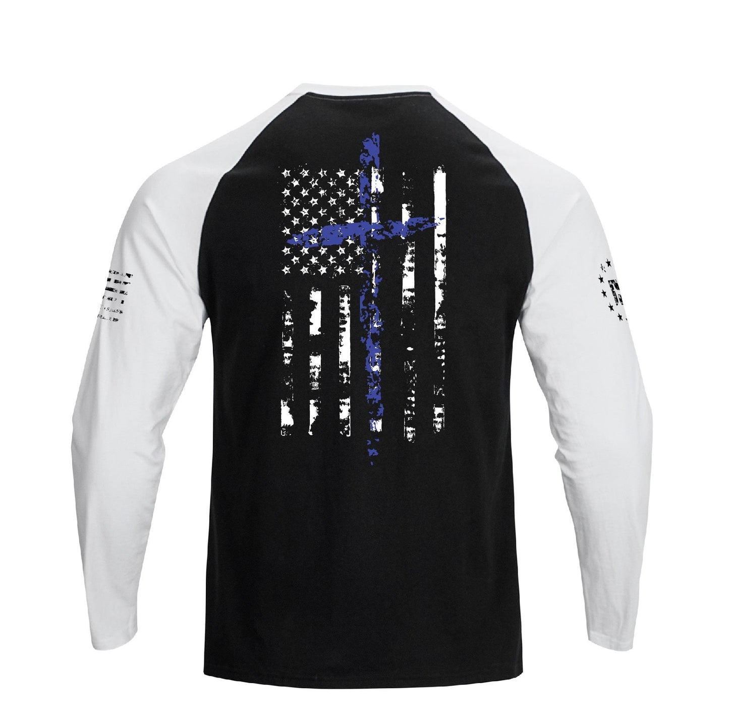 Men's 100% Cotton American Flag with Cross Raglan Sleeve Long Sleeve Graphic T-shirts