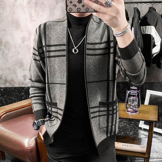 Men&#039;s Casual Knitted Cardigan Top Grey M