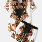 Mens European Style Baroque Print Button Up Street Two Pieces Outfits