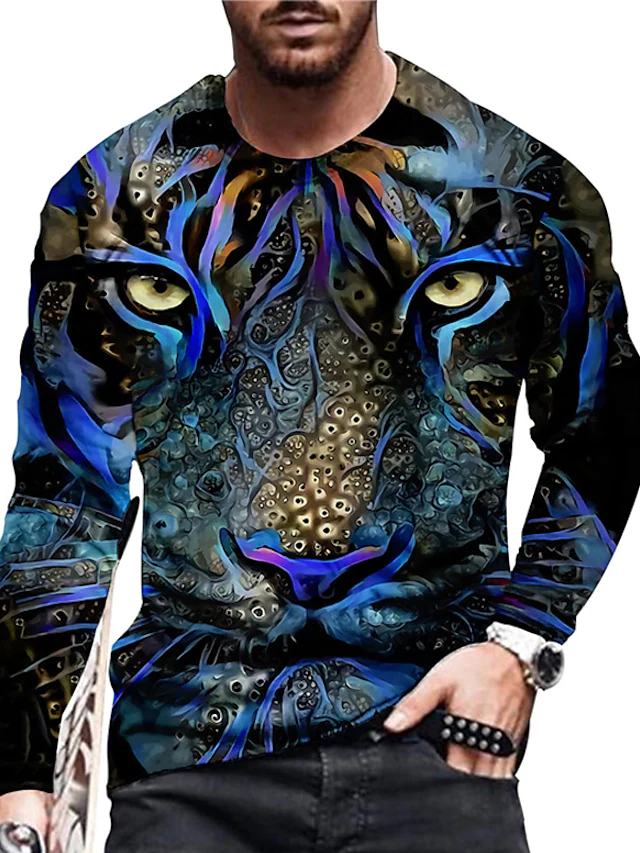 Men's 3D Abstract Print T-Shirt Blue S