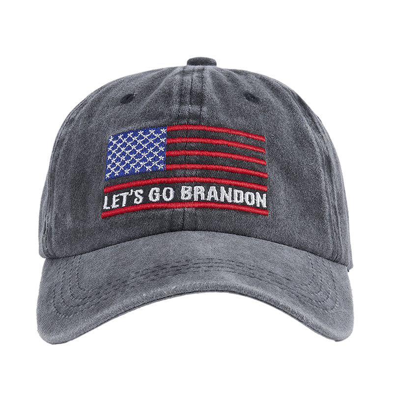 Men's LET'S GO BRANDON American Flag Embroidery Caps