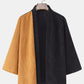 Mens Two Tone Stitching Open Front Corduroy Casual Loose Kimono