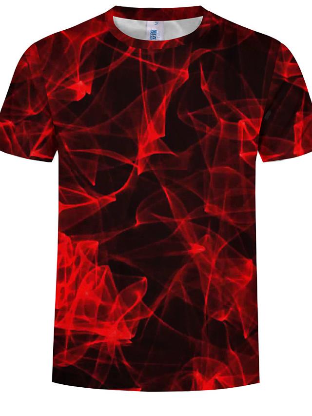 Men's Abstract Graphic T-shirt Round Neck Red