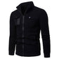 Men's Casual Stand-Collar Multi-Pocket Zipper Cardigan Top