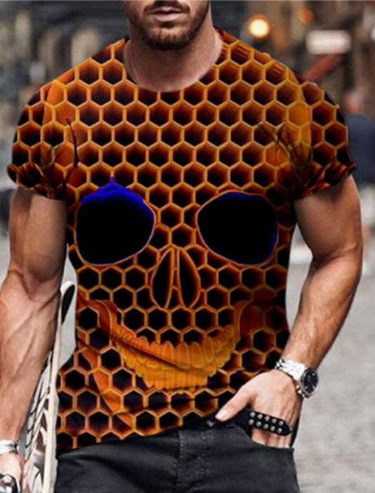 Men's Unisex Tee T shirt Shirt 3D Print Graphic Prints Skull Print Short Sleeve Halloween Regular Fit Tops