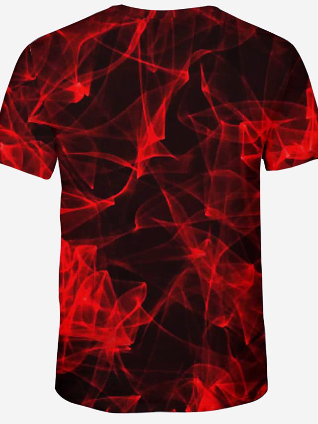 Men's Abstract Graphic T-shirt Round Neck Red