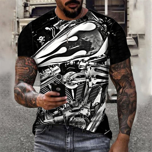 Men's 3D Abstract Print T-Shirt Black S