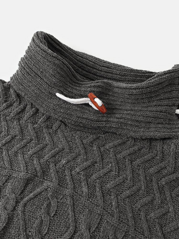 Mens Turtleneck Cable Warm Long Sleeve Knitted Sweaters