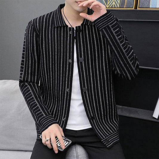 Men&#039;s Casual Knitted Cardigan Top Black M