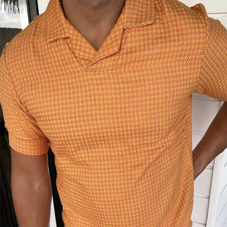 Men&#039;s Casual Short Sleeve T-Shirt POLO Shirt Orange L