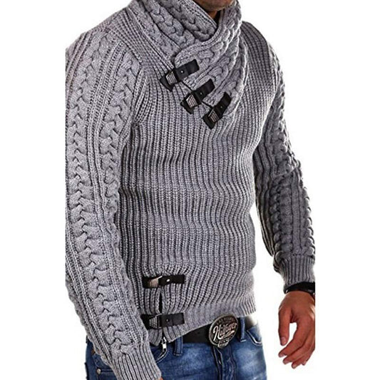 Men Solid Color Vertical Knit Sweater