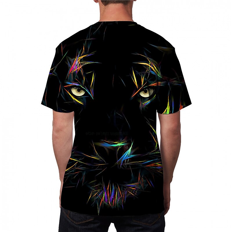 Men's Unisex T shirt 3D Print Graphic Prints Tiger Animal Crew Neck Da Black M