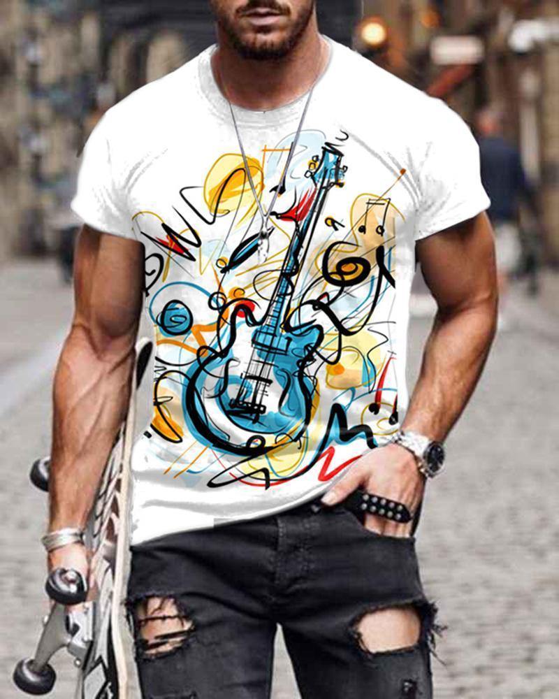 Men's Printed Casual Round Neck Short Sleeves