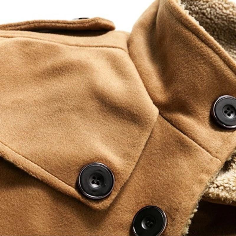 Men's  Solid Buttoned Woolen Autumn Jacket