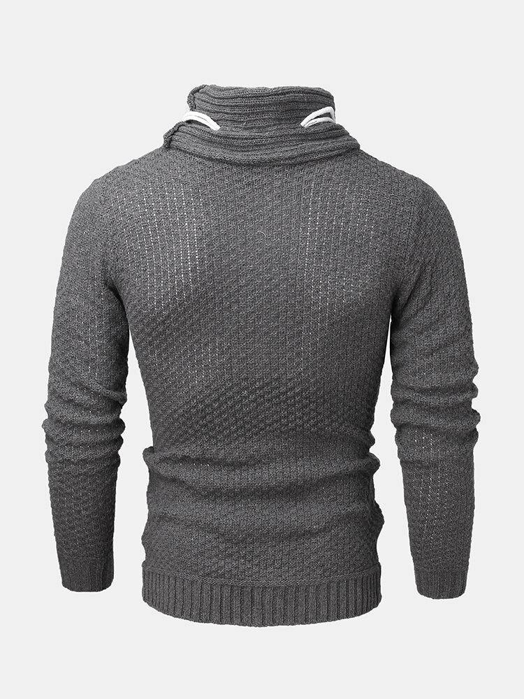 Mens Turtleneck Cable Warm Long Sleeve Knitted Sweaters