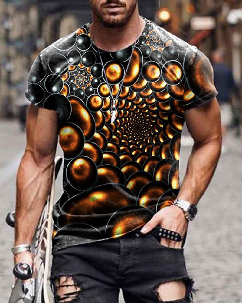 Street Style Metal Ball Spinning Pattern Casual T-shirt