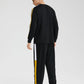 Mens Side Stripe Script Embroidered Sweatshirt Casual Cuffed Two Pieces Outfits