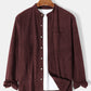 Mens Pure Color Stand Collar Corduroy Casual Long Sleeve Shirts